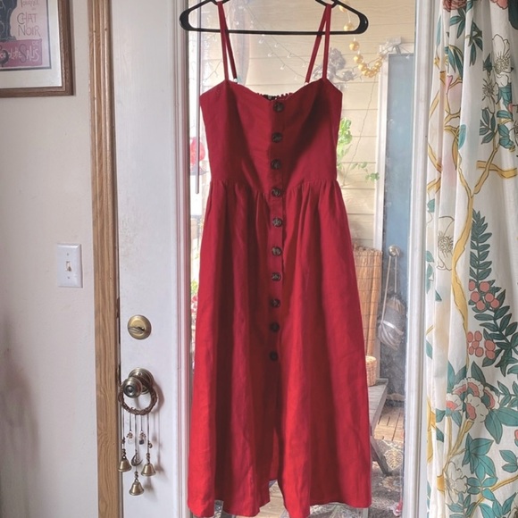 Reformation Tori Red linen Dress - Picture 3 of 7